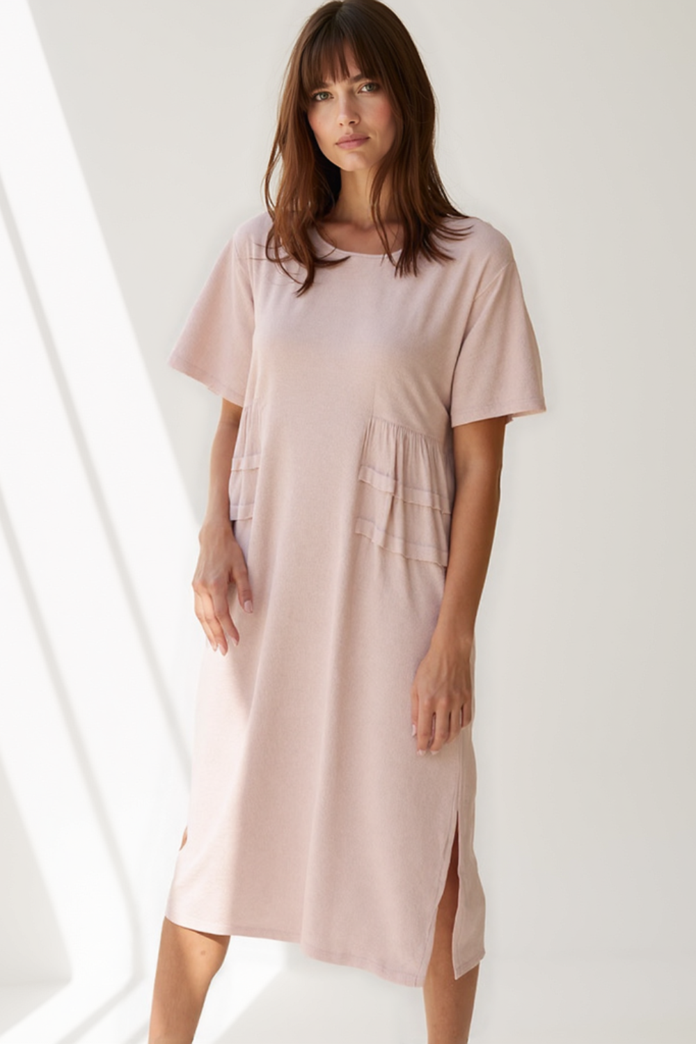 Robe Midi Femme | Coton & Lin Naturel | Coupe Ample avec Poches