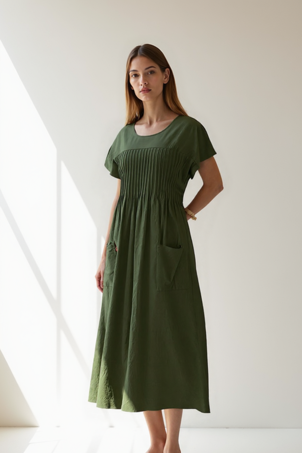 Robe Longue Femme | Coton et Lin Naturel | Poches Pratiques et Coupe Ample