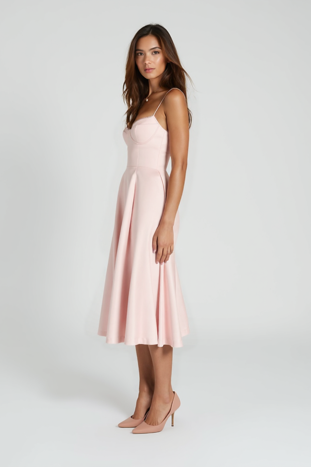 Robe Midi Femme | Coupe Évasée Élégante | Bretelles Fines