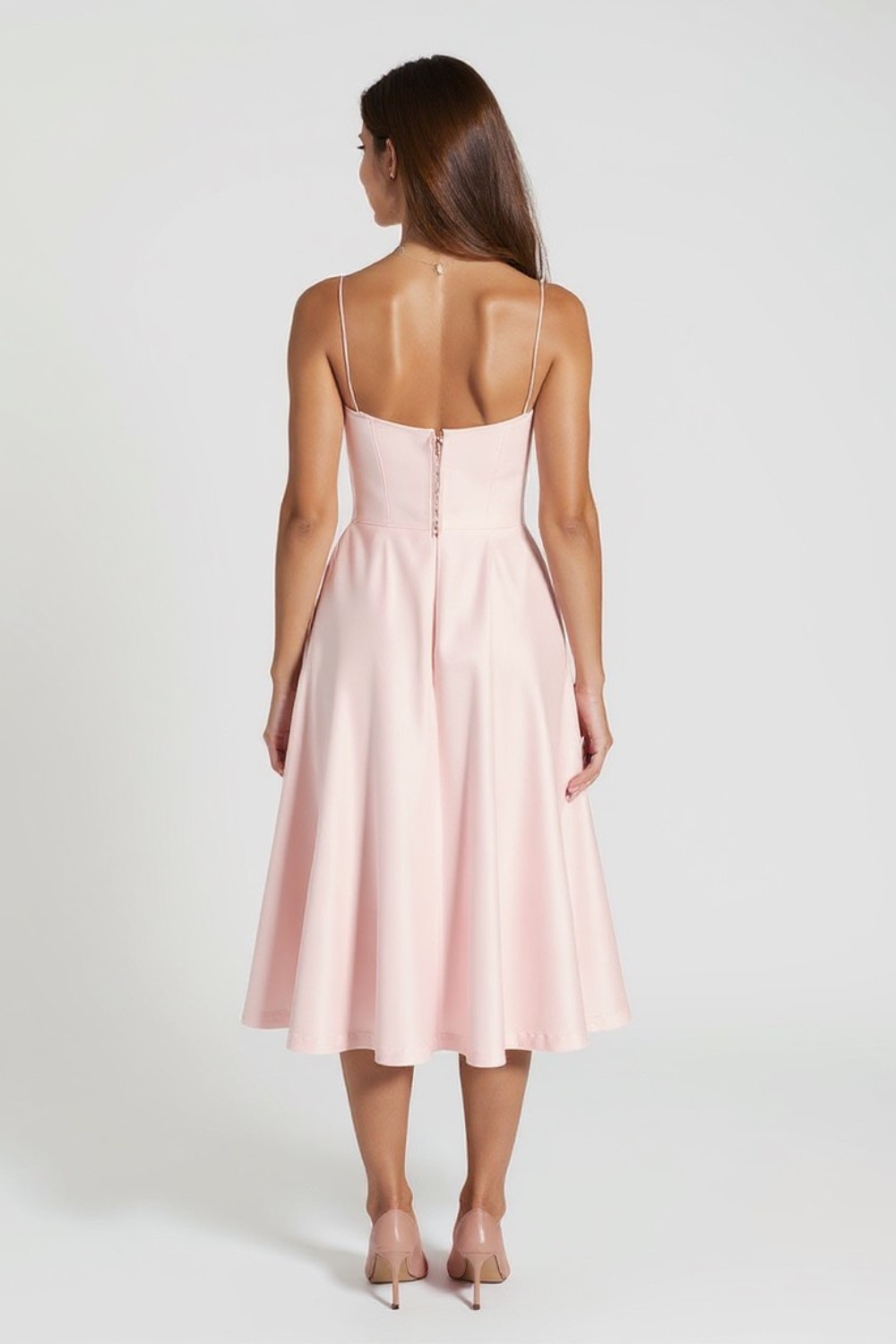 Robe Midi Femme | Coupe Évasée Élégante | Bretelles Fines