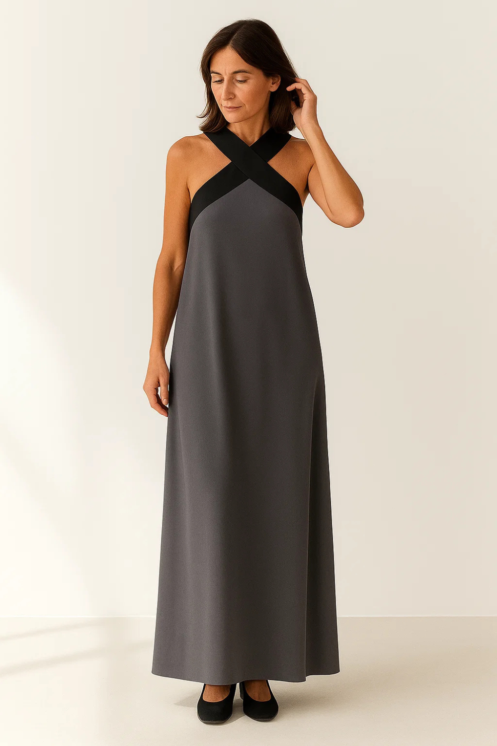 Robe Longue Femme | Bretelles Croisées | Coupe Fluide Élégante