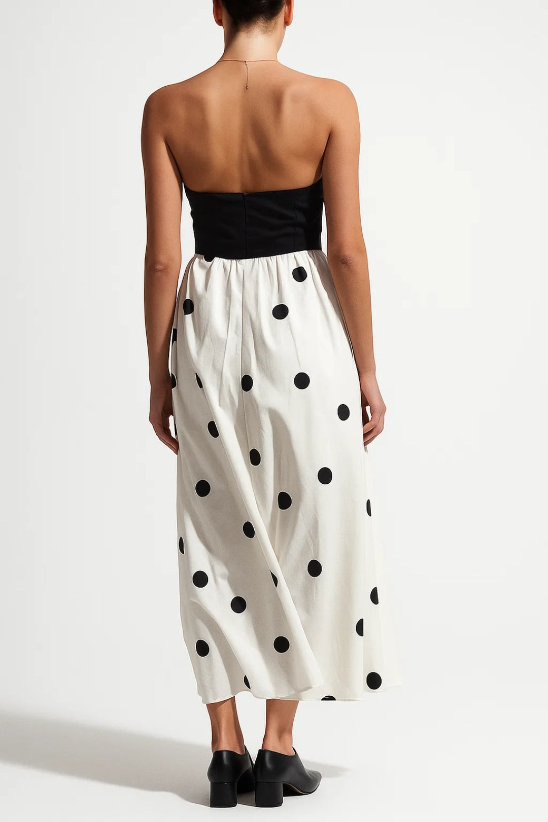 Robe Bustier Longue | Taille Haute | Motif à Pois