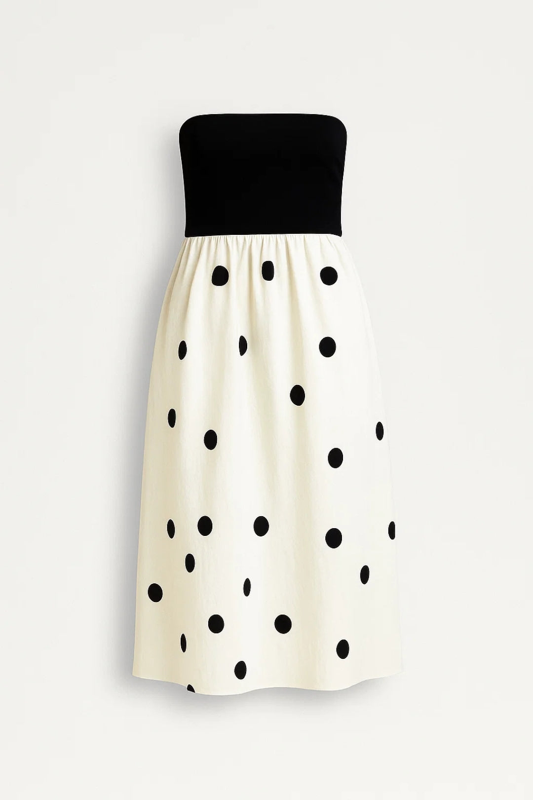 Robe Bustier Longue | Taille Haute | Motif à Pois