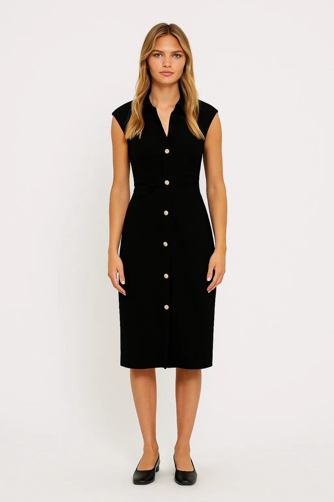 Robe Chemise Boutonnée Femme | Robe Midi Sans Manches Élégante | Légère et Respirante