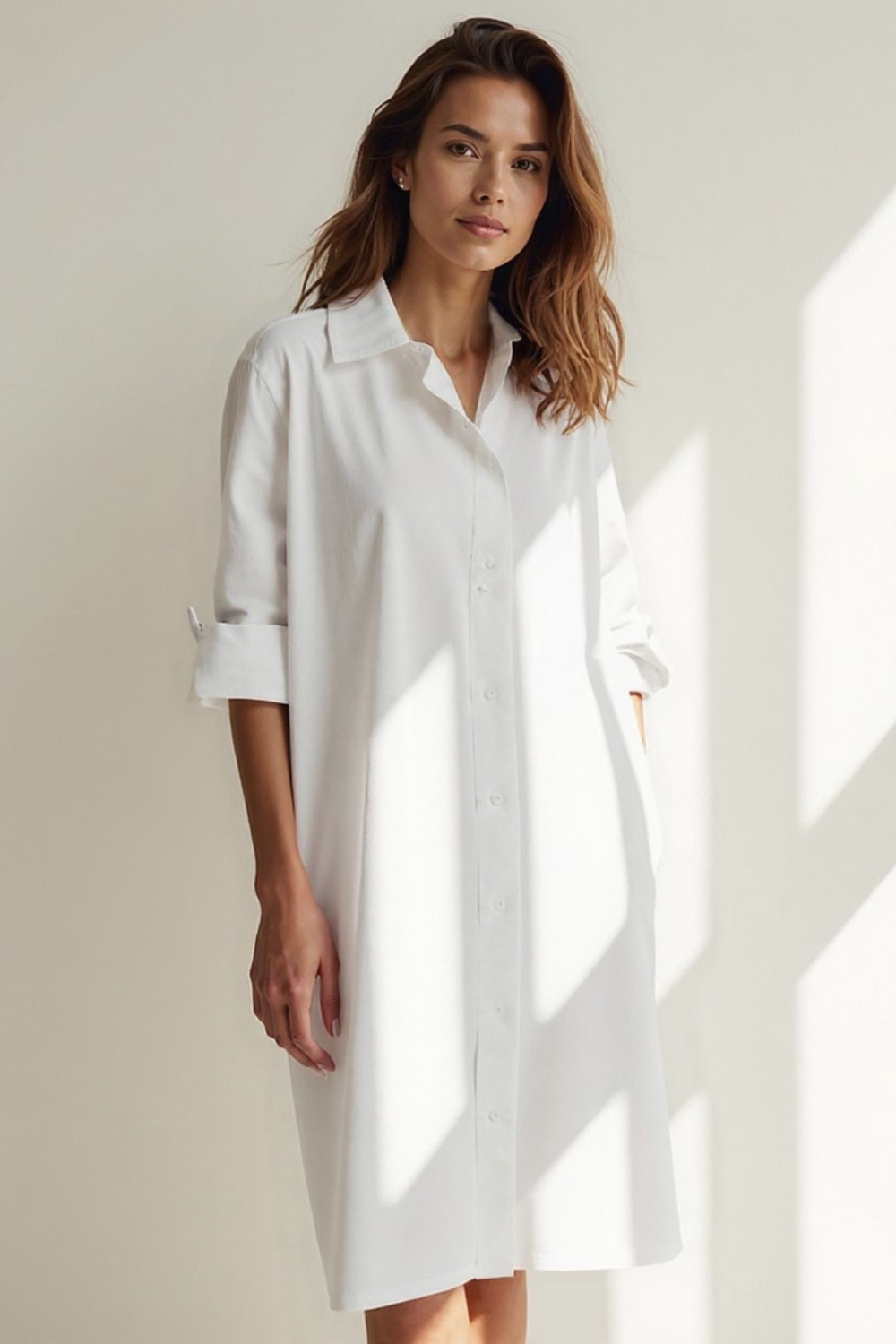Robe Chemise Femme | Coupe Ample Élégante | Boutonnée avec Poches