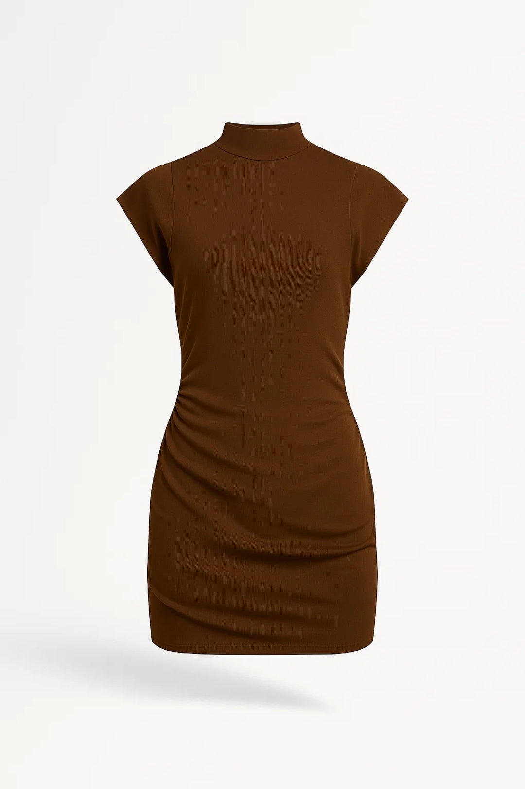 Robe Courte Ajustée à Col Montant | Manches Structurées | Look Moderne