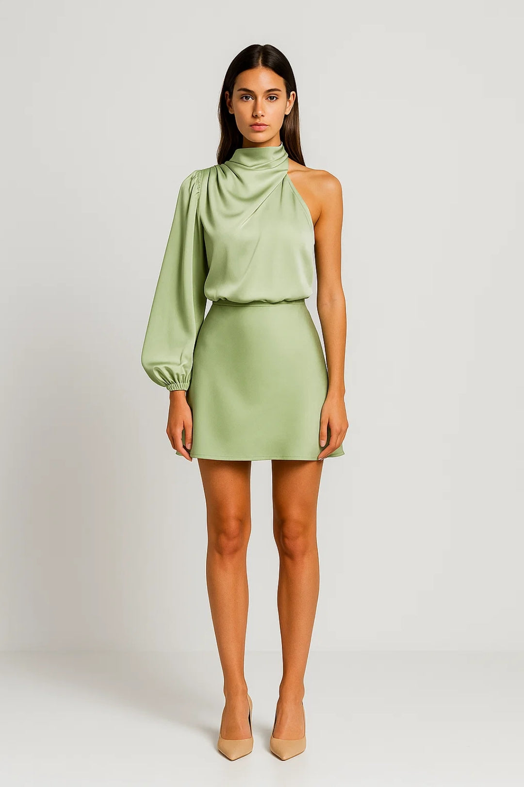 Robe Courte Asymétrique | Satin Doux | Élégante et Moderne