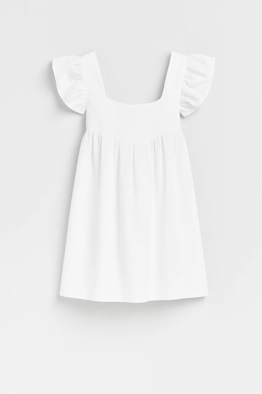 Robe Courte à Volants | Coton Gaufré | Blanc Été