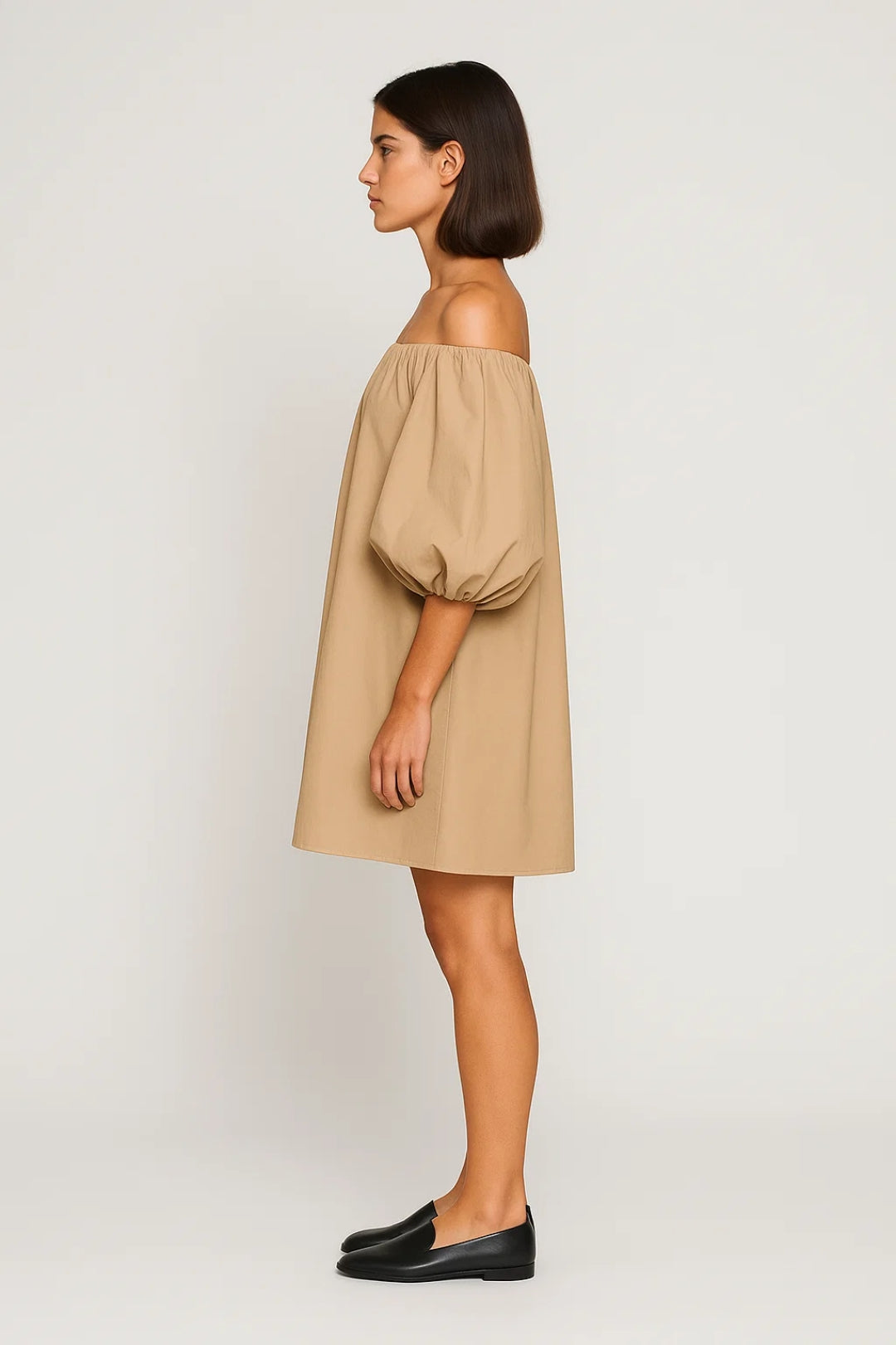 Robe Courte Épaules Dénudées | Coton Léger | Volume Moderne