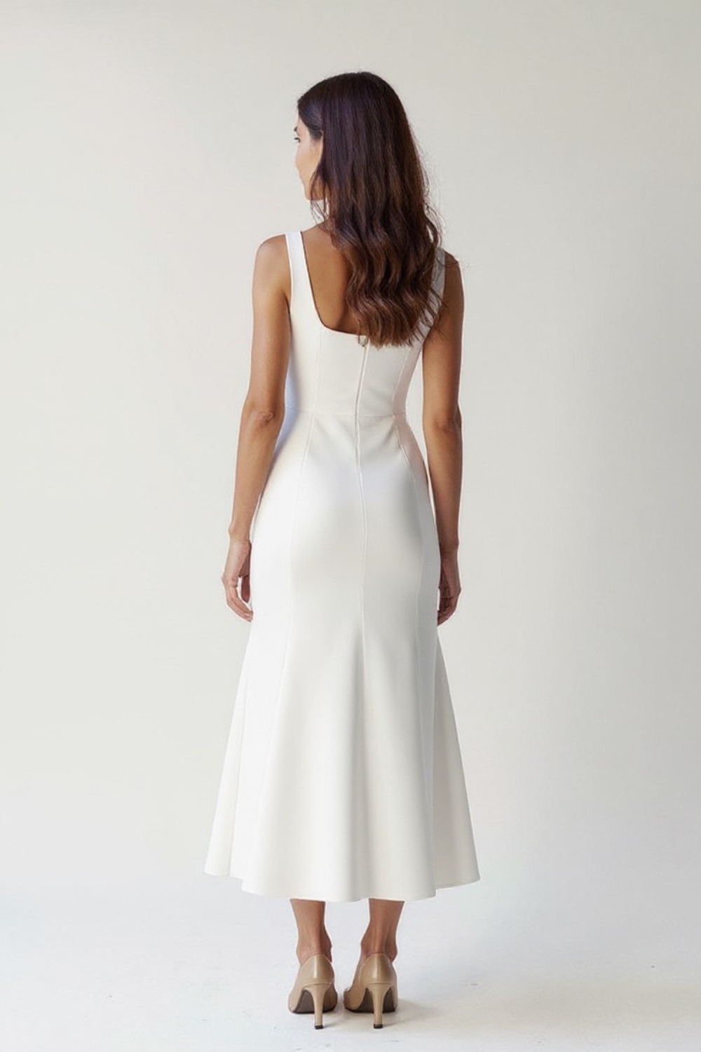 Robe Évasée Femme | Encolure Carrée Élégante | Tissu Fluide Stretch