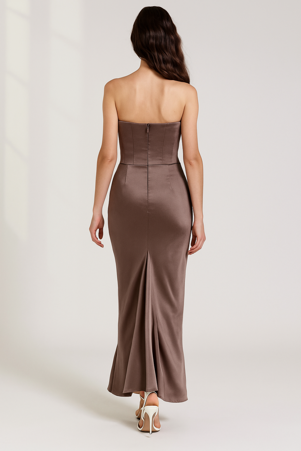 Robe Longue Femme | Bustier Élégant | Drapé Fluide et Sophistiqué