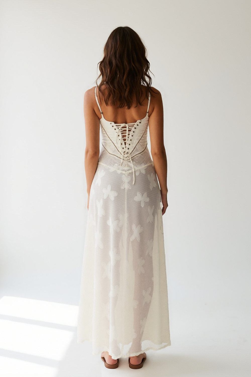 Robe Longue Femme | Dentelle Florale | Évasée et Légère