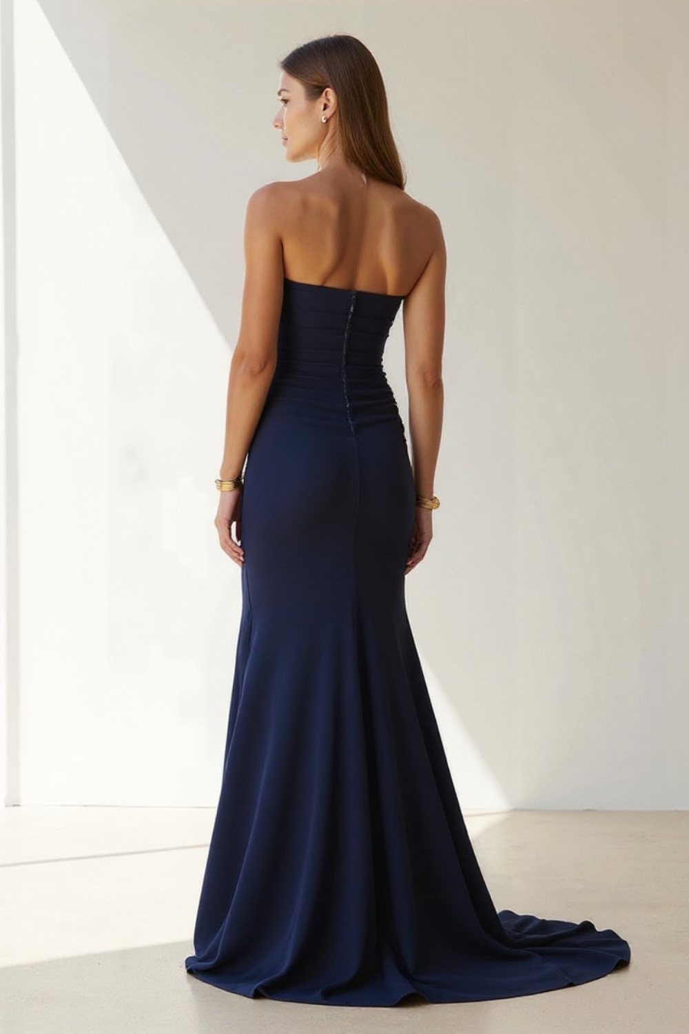 Robe Longue Femme | Bandeau Élégant | Fente Haute Fluide