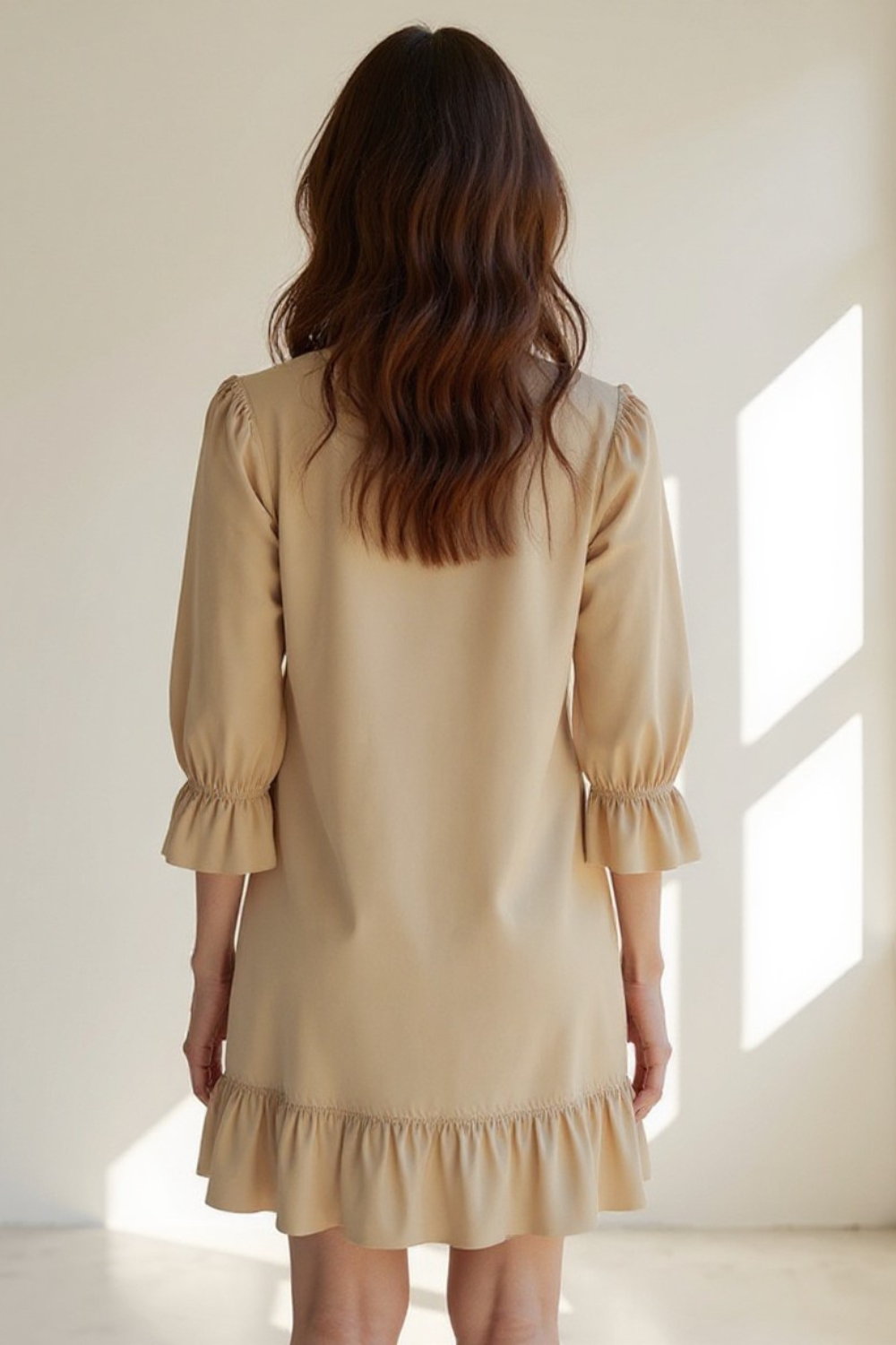 Robe Courte Femme | Coton et Lin Naturel | Volants Délicats