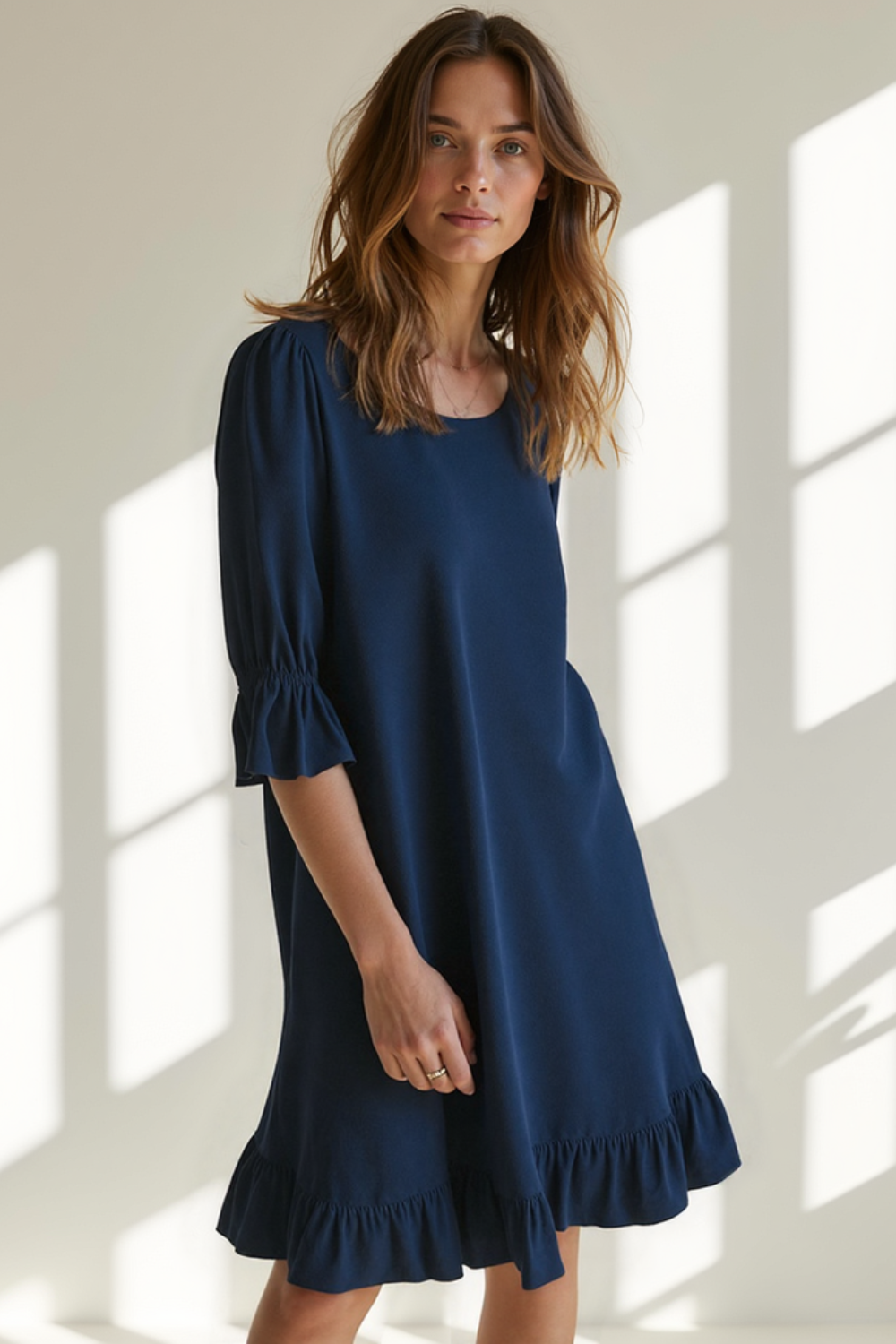 Robe Courte Femme | Coton et Lin Naturel | Volants Délicats