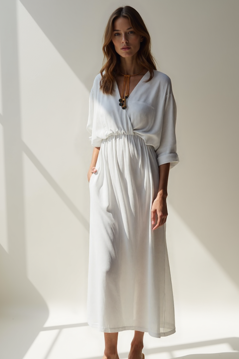 Robe Longue Femme | Taille Élastique | Tissu Fluide Ice Silk