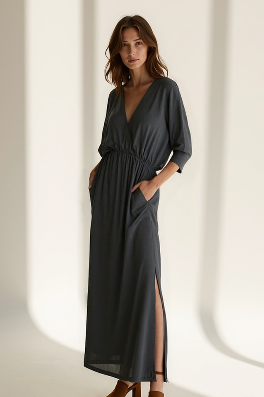 Robe Longue Femme | Taille Élastique | Tissu Fluide Ice Silk