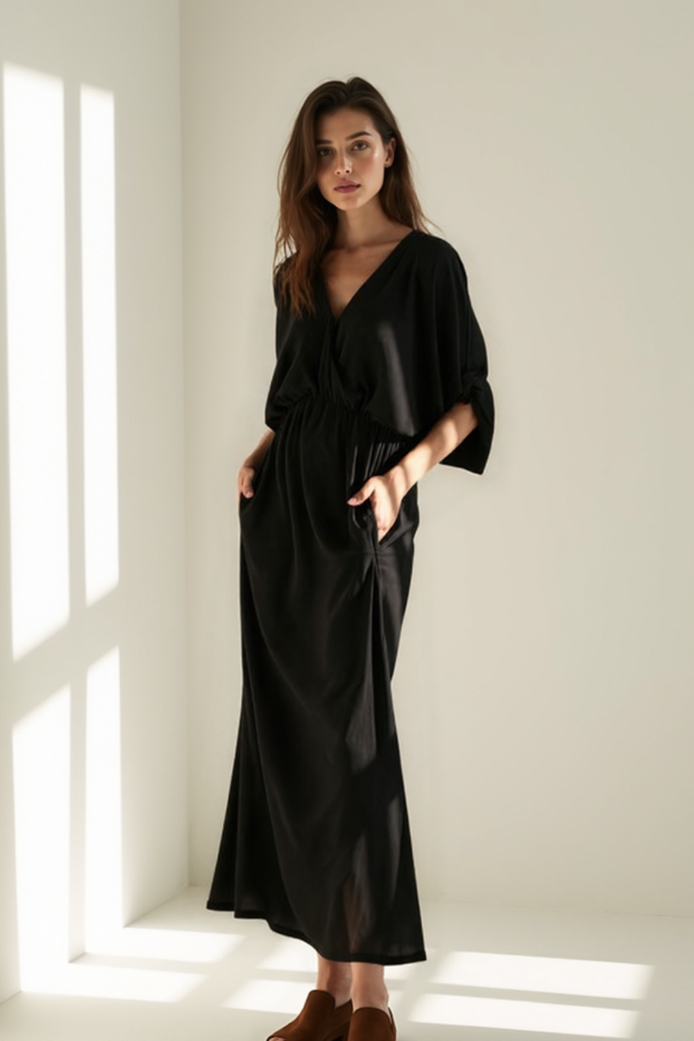 Robe Longue Femme | Taille Élastique | Tissu Fluide Ice Silk