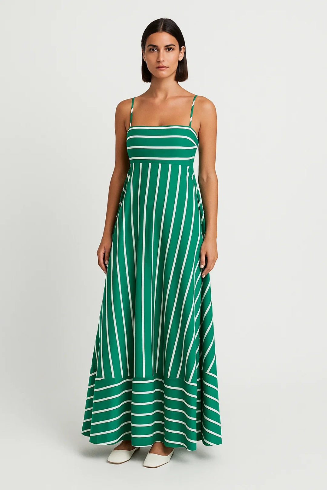 Robe Longue à Bretelles Fines | Rayée | Coupe Fluide