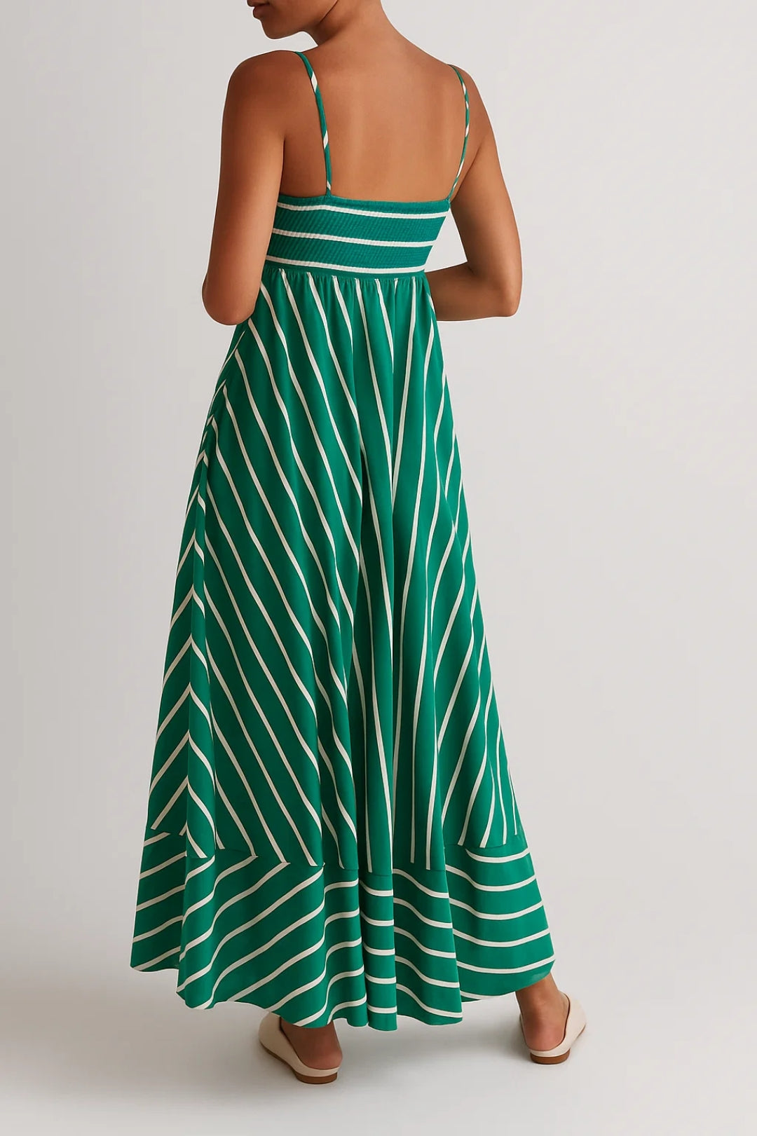 Robe Longue à Bretelles Fines | Rayée | Coupe Fluide
