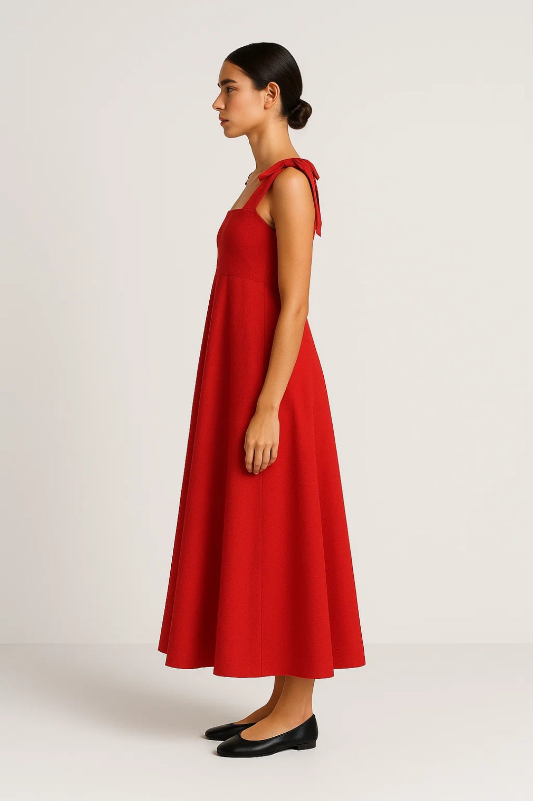 Robe Longue à Bretelles Nouées | Évasée | Style Romantique