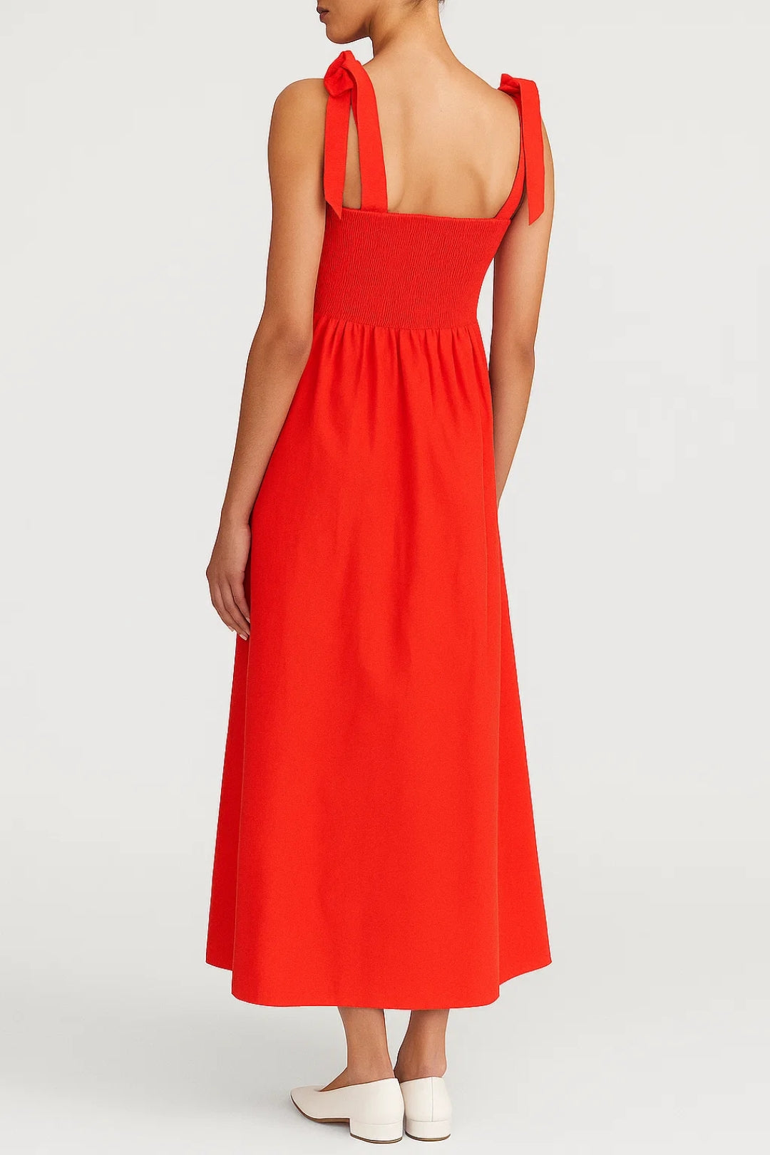 Robe Longue à Bretelles Nouées | Évasée | Style Romantique