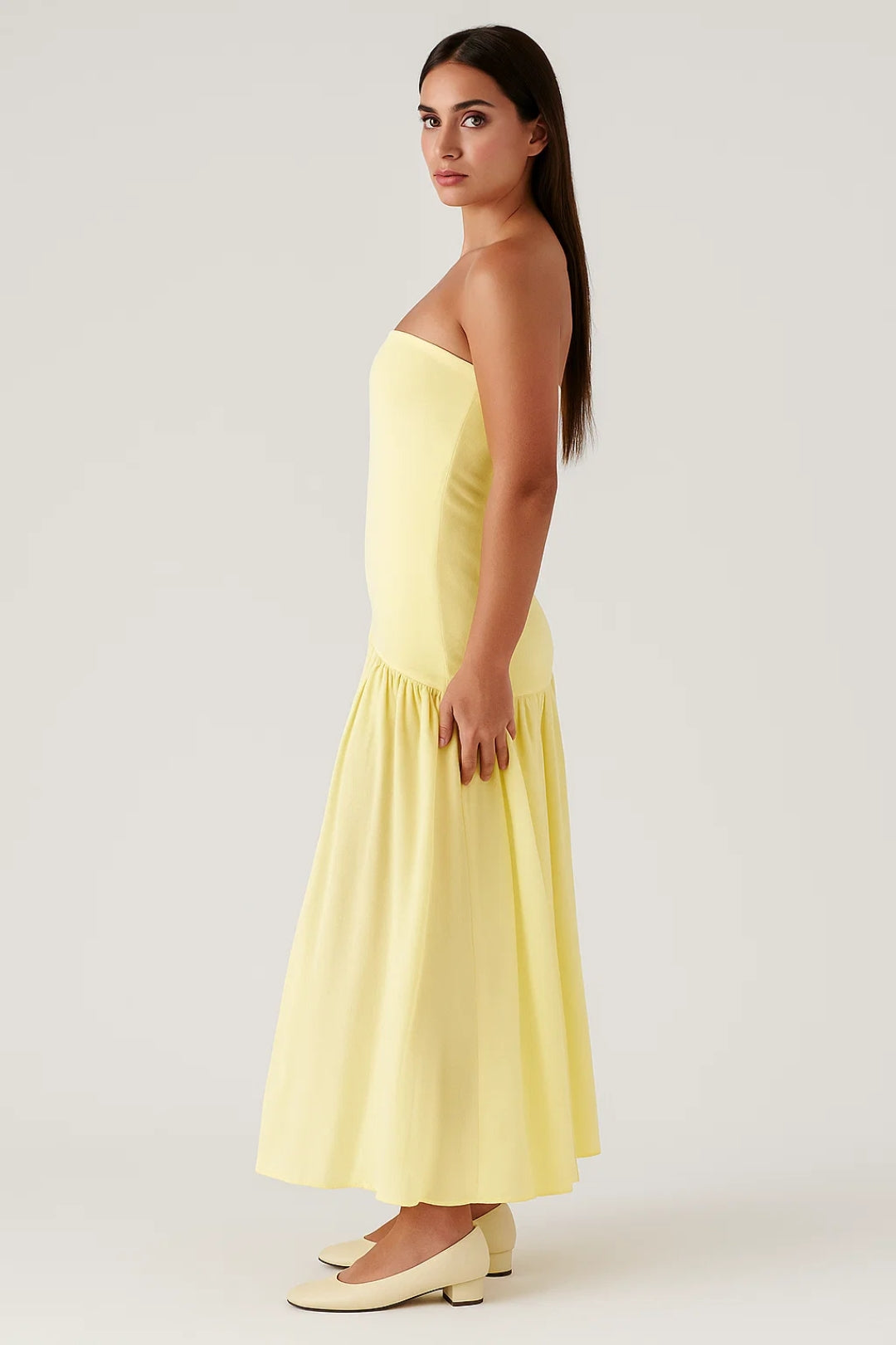 Robe Longue Bustier | Sans Bretelles | Tissu Fluide