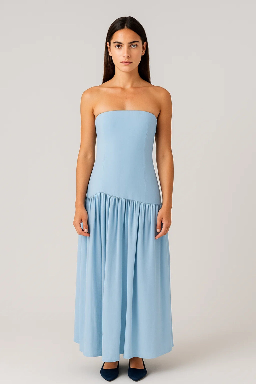 Robe Longue Bustier | Sans Bretelles | Tissu Fluide