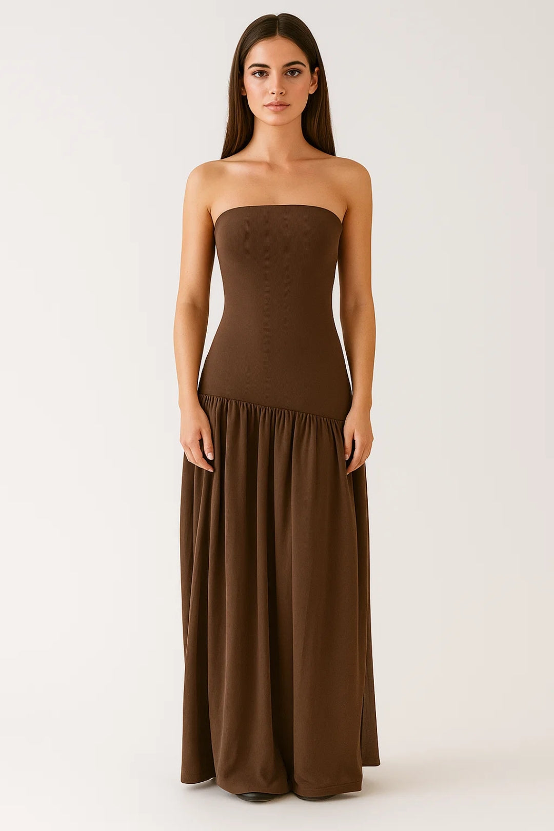 Robe Longue Bustier | Sans Bretelles | Tissu Fluide