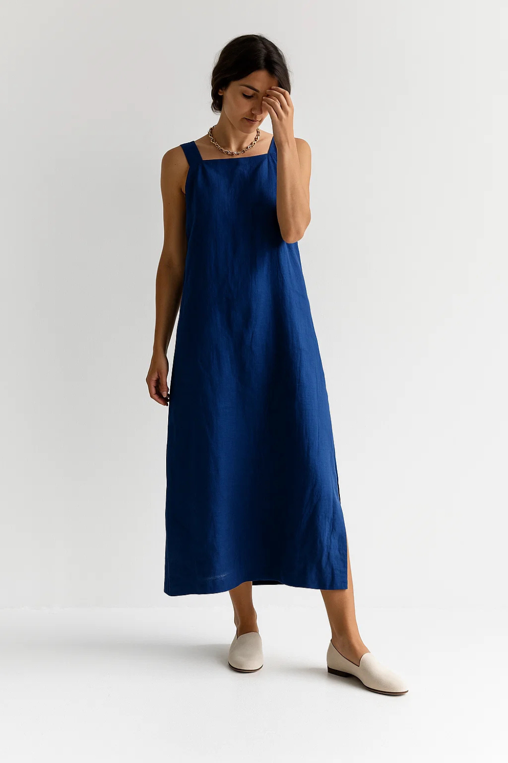 Robe Longue Femme | Lin Naturel Respirant | Bretelle Asymétrique