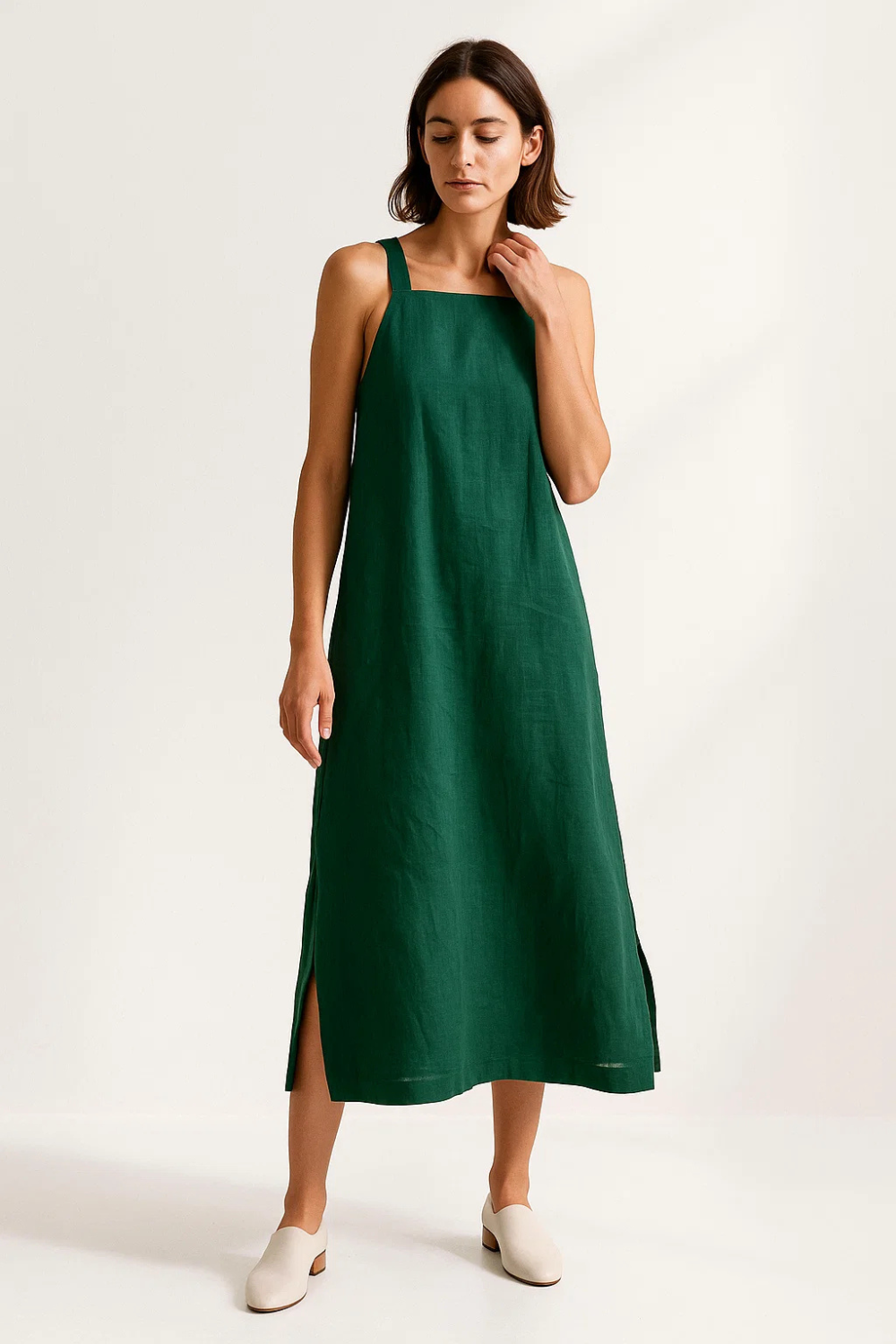 Robe Longue Femme | Lin Naturel Respirant | Bretelle Asymétrique