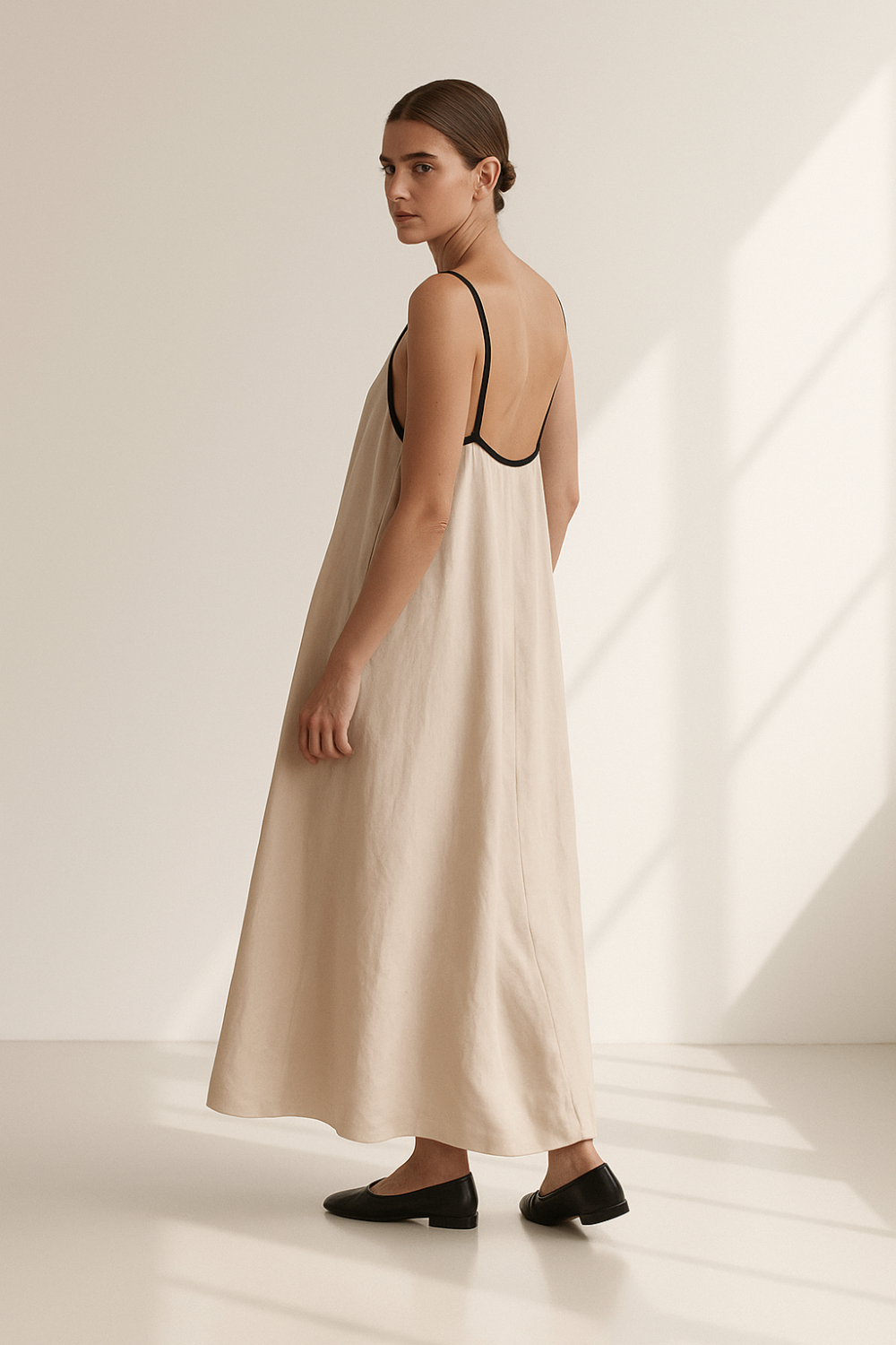 Robe Longue Femme | Bretelles Fines | Tissu Crêpe Glacé Fluide