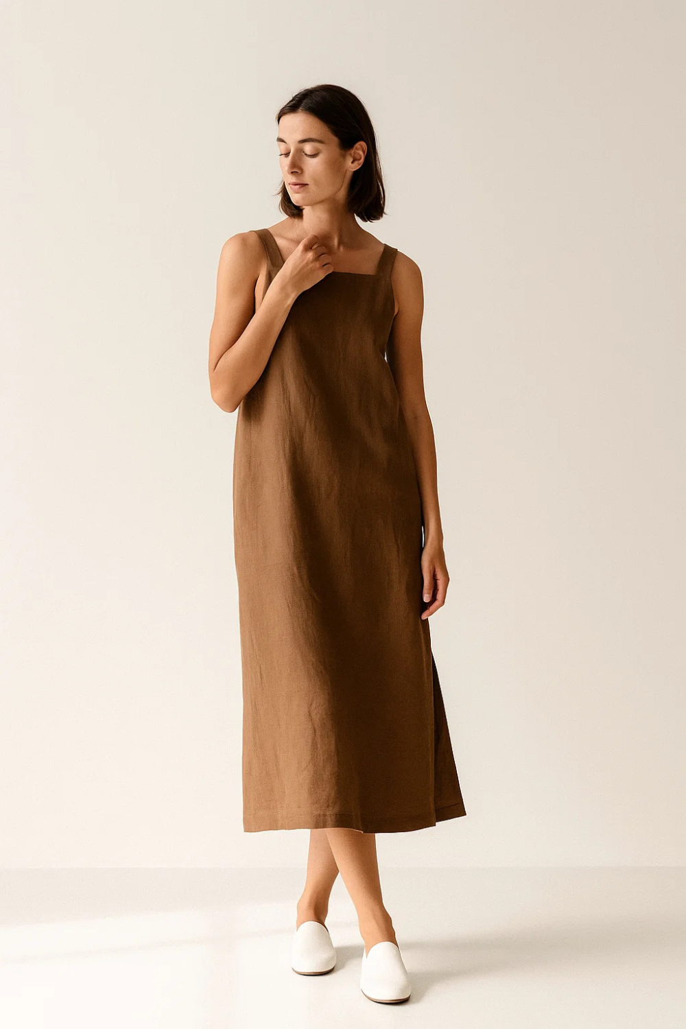 Robe Longue Femme | Lin Naturel Respirant | Bretelle Asymétrique