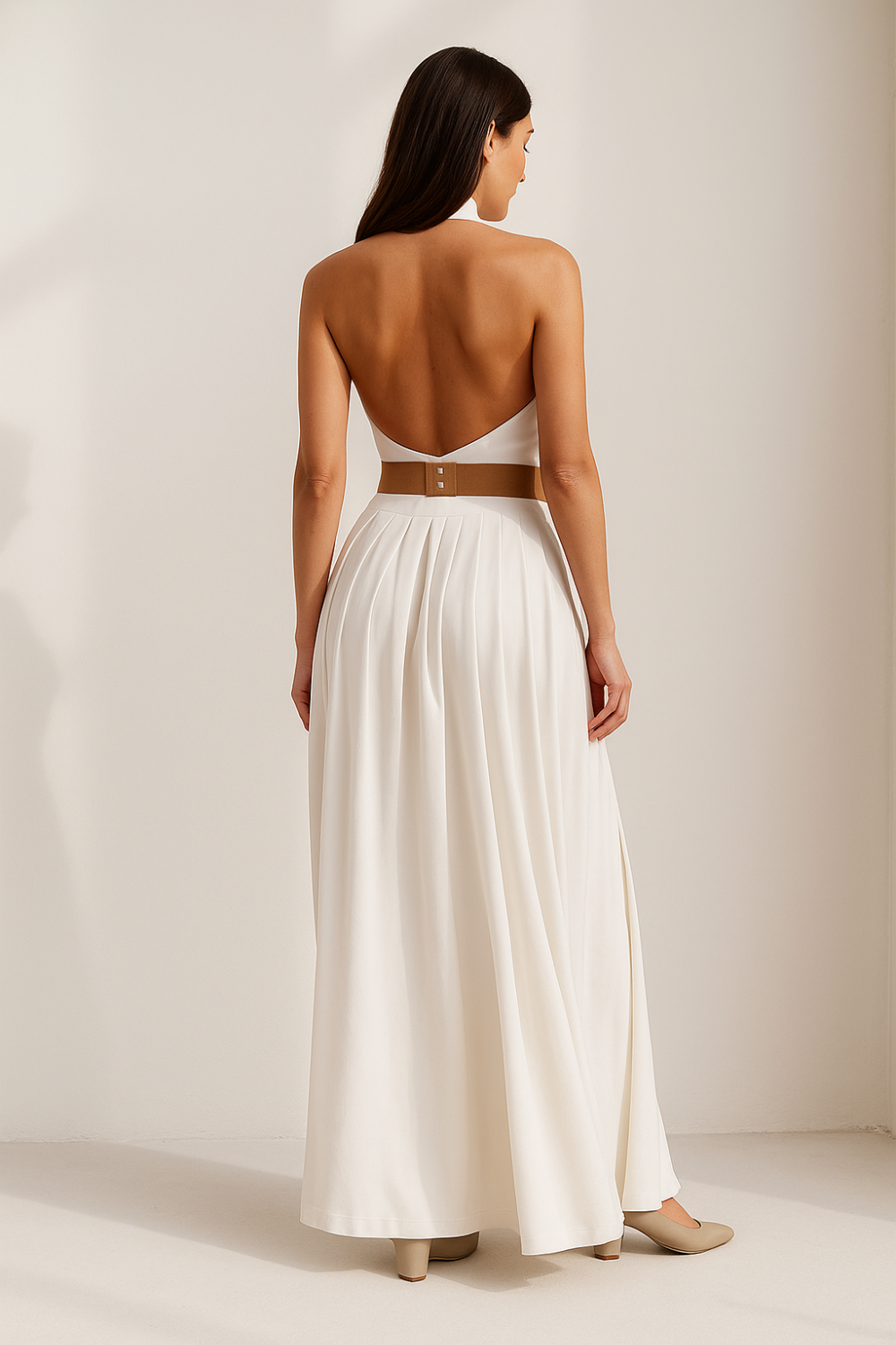 Robe Longue Femme | Boutonnée Élégante | Coupe Fluide Sans Manches