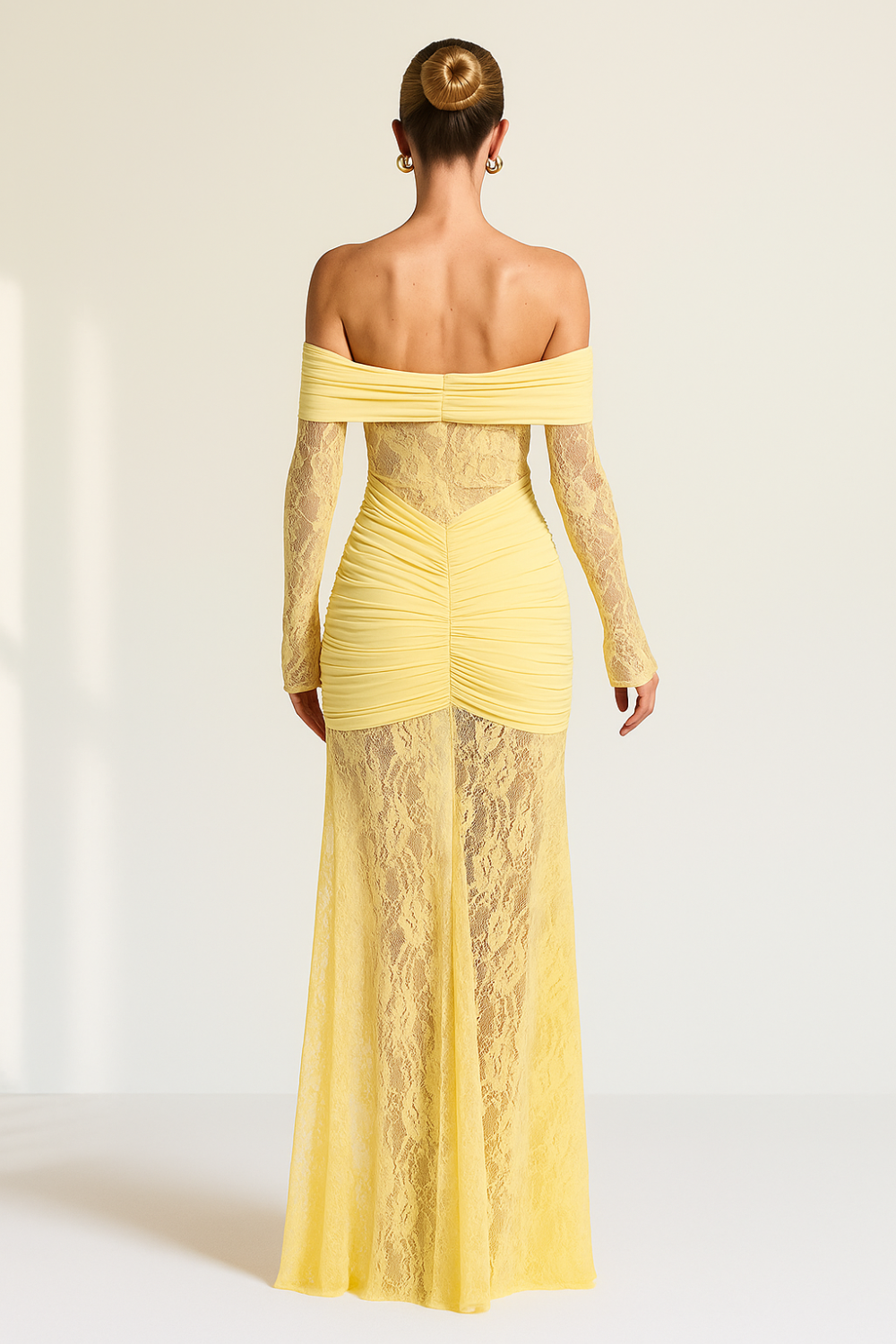 Robe Longue Femme | Épaules Dénudées | Dentelle Élégante