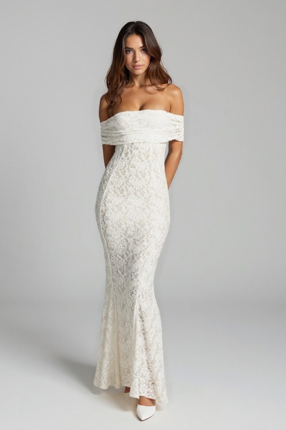 Robe Longue Femme | Épaules Dénudées | Dentelle Élégante