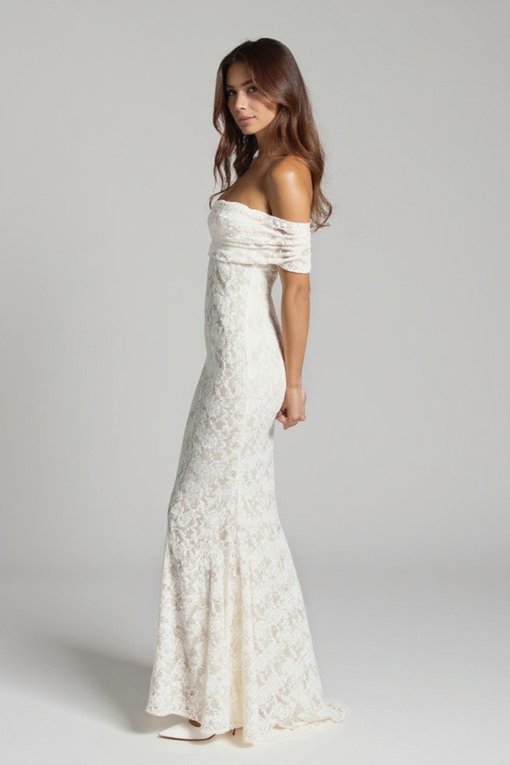 Robe Longue Femme | Épaules Dénudées | Dentelle Élégante