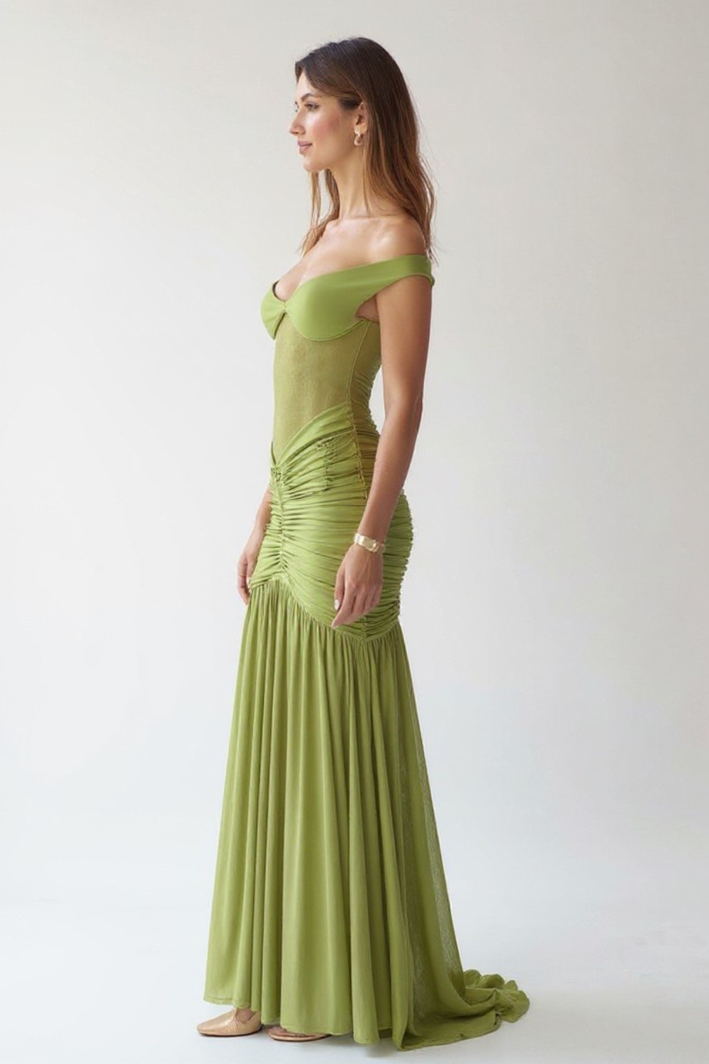 Robe Longue Femme | Épaules Dénudées | Fente Élégante Fluide
