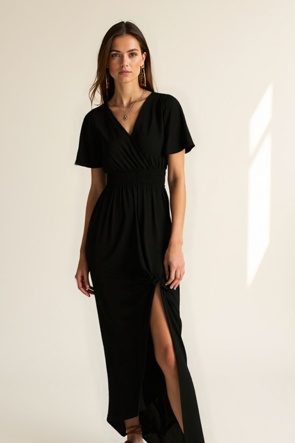Robe Longue Femme | Taille Smockée Confort | Tissu Ultra-Doux Éco