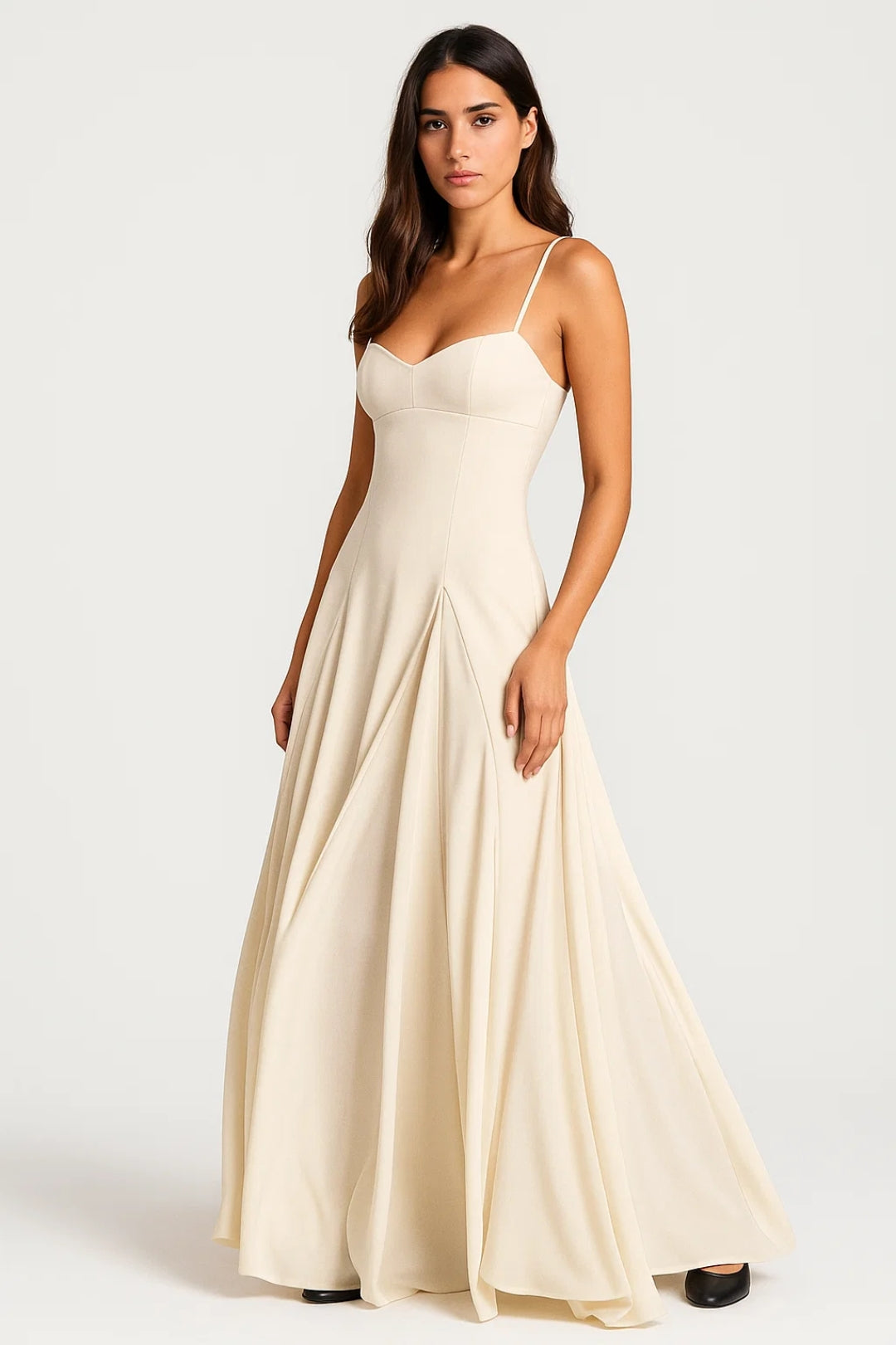 Robe Longue Évasée | Bretelles Fines | Fluide et Élégante