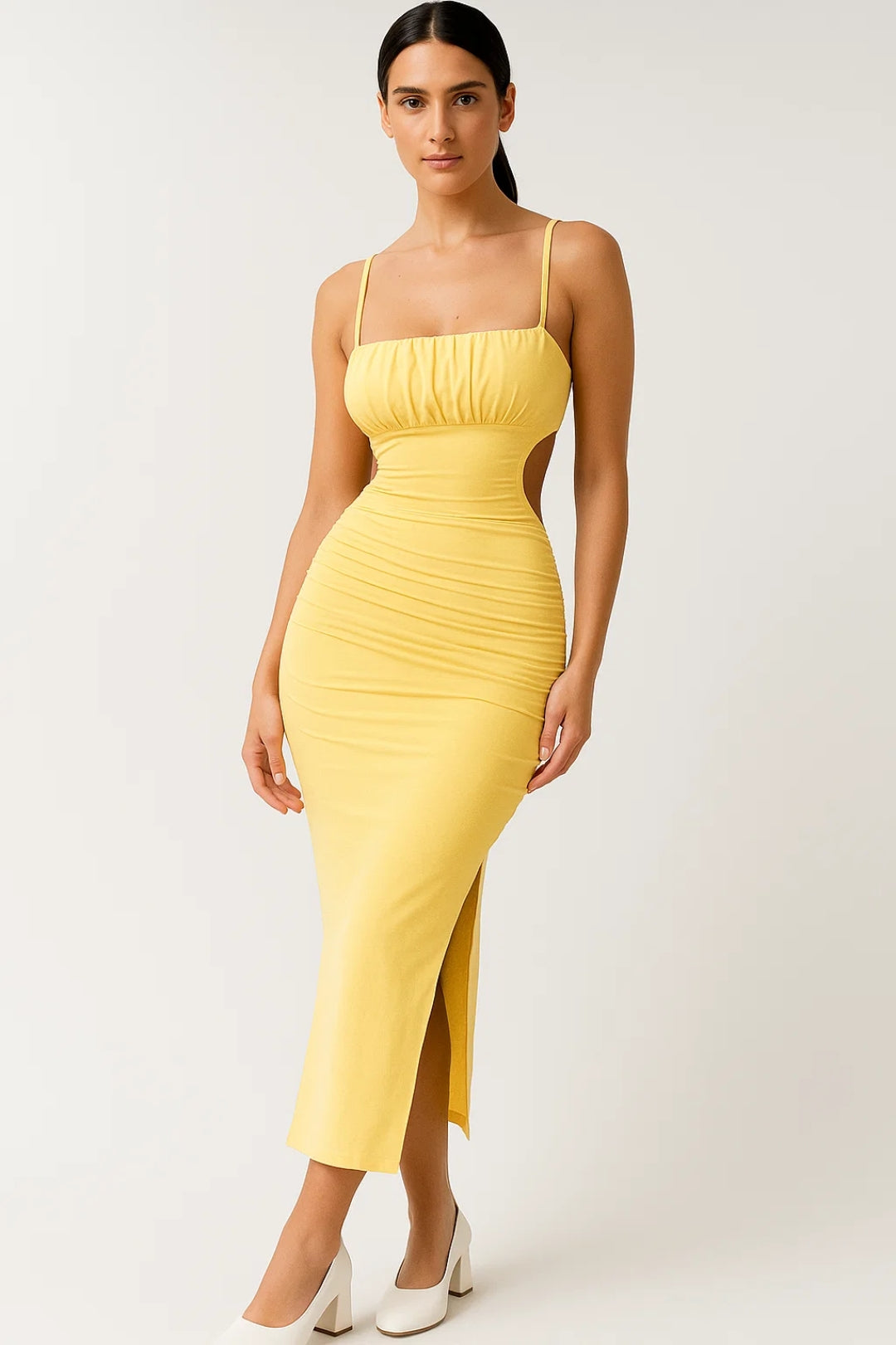 Robe Midi Ajustée Sans Manches | Fente Latérale | Look Estival Moderne