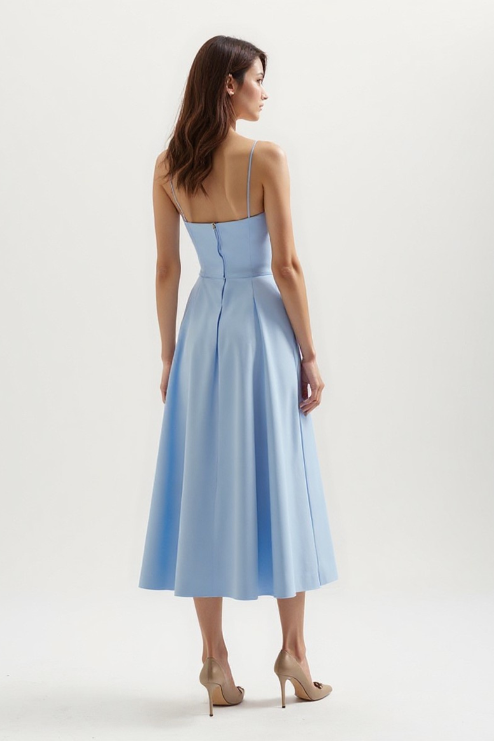 Robe Midi Femme | Coupe Évasée Élégante | Bretelles Fines