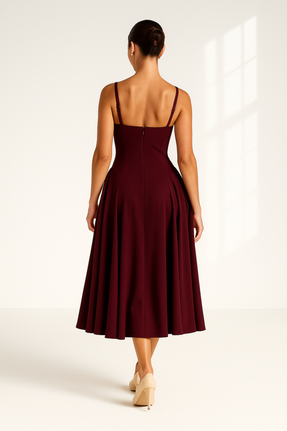 Robe Midi Femme | Évasée Élégante | Velveteen Doux