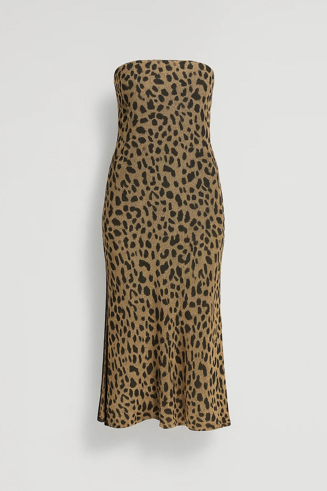 Robe Midi Sans Bretelles | Imprimé Léopard | Ajustée et Audacieuse
