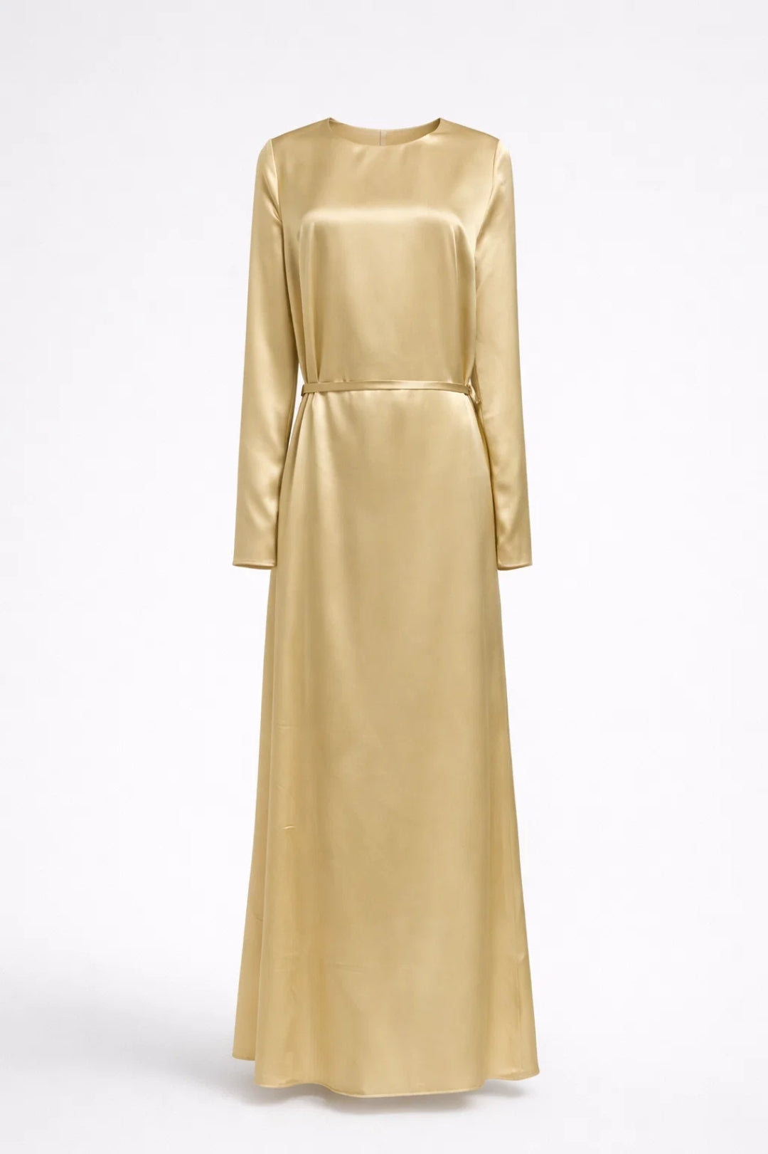 Robe Maxi Femme - Manches Longues Brillante Ceinturée | Élégante