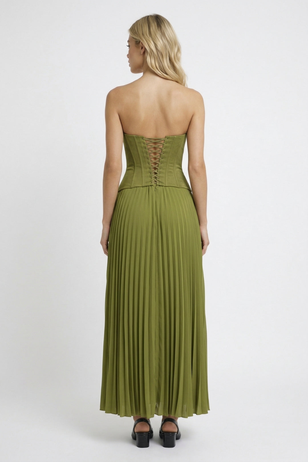 Robe Maxi Femme - Halter Corset Jupe Plissée Évasée | Élégante