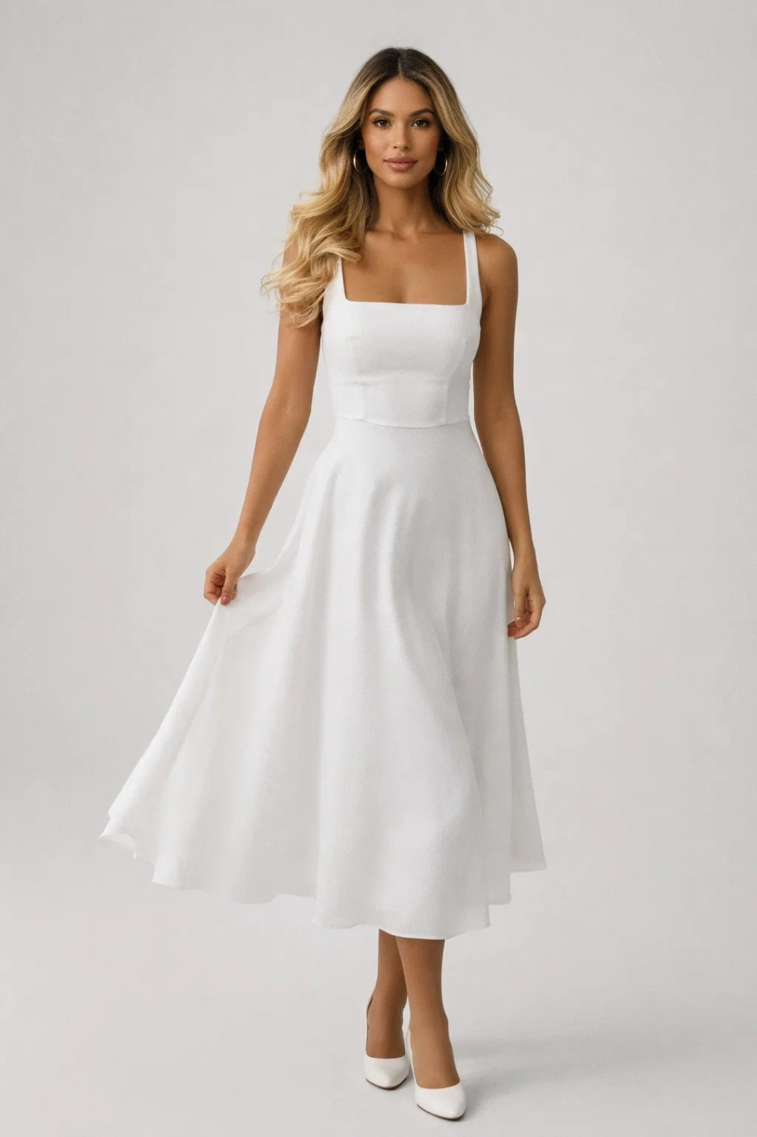Robe Midi Femme - Sans Manches Coupe Évasée | Élégante