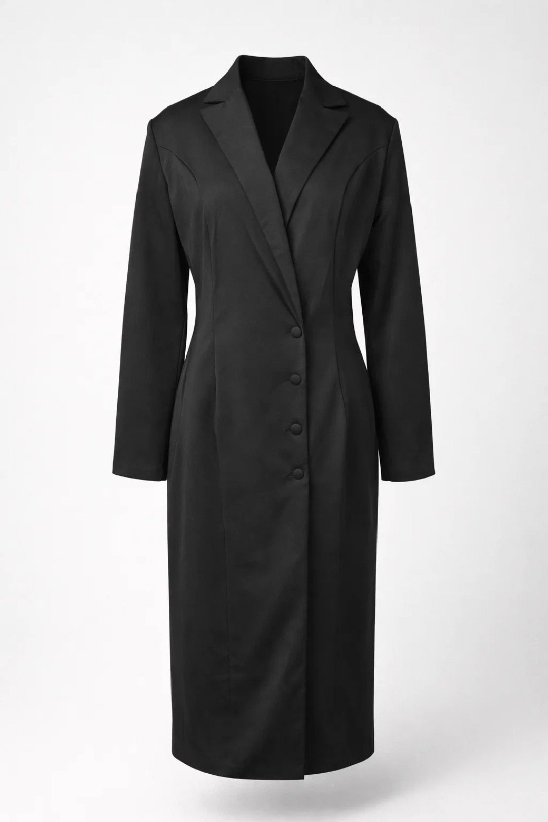 Robe Midi Femme - Manches Longues Col Tailleur Boutonnée | Chic
