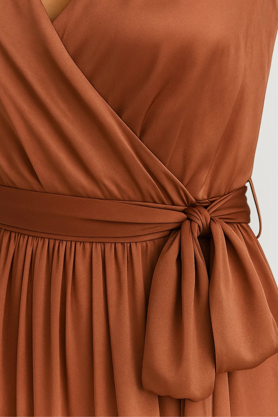 Robe portefeuille nouée | Robe longue sans manches | Légère et respirante