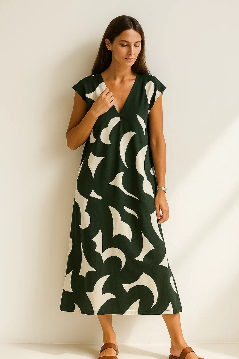 Robe Longue Femme | Imprimé Graphique | Tissu Respirant